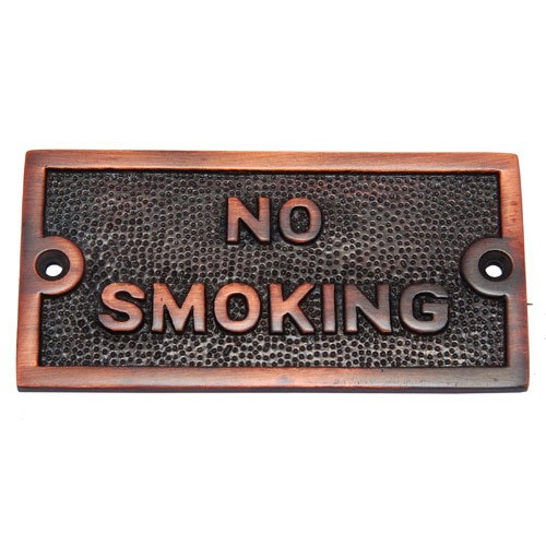 Small No Smoking Brass Door Sign
